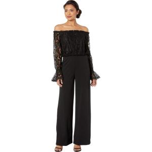 Adrianna Papell womens Lace and Crepe Jumpsuit(Black)