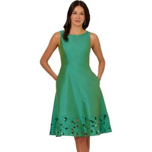 Adrianna Papell Women’s Taffeta Cutwork Dress, Palm Leaf, 12