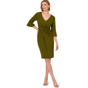 Adrianna Papell Women’s Twist Crepe Short Dress, Jungle Olive, 12