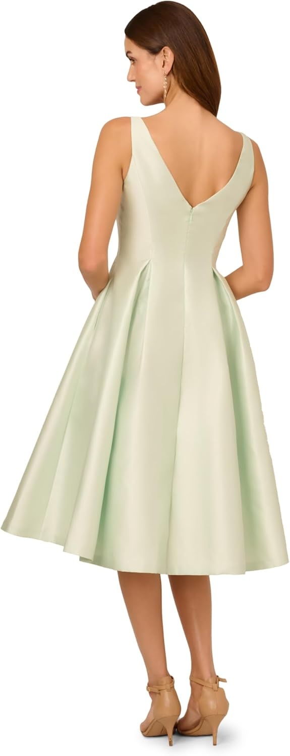 image:imageAdrianna Papell Sleeveless Tea Length Dress Desert FlowerAloe Mist