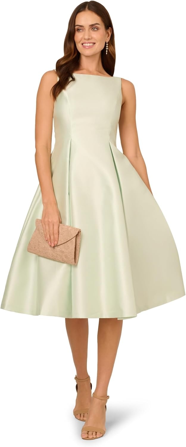 image:imageAdrianna Papell Sleeveless Tea Length Dress Desert FlowerAloe Mist