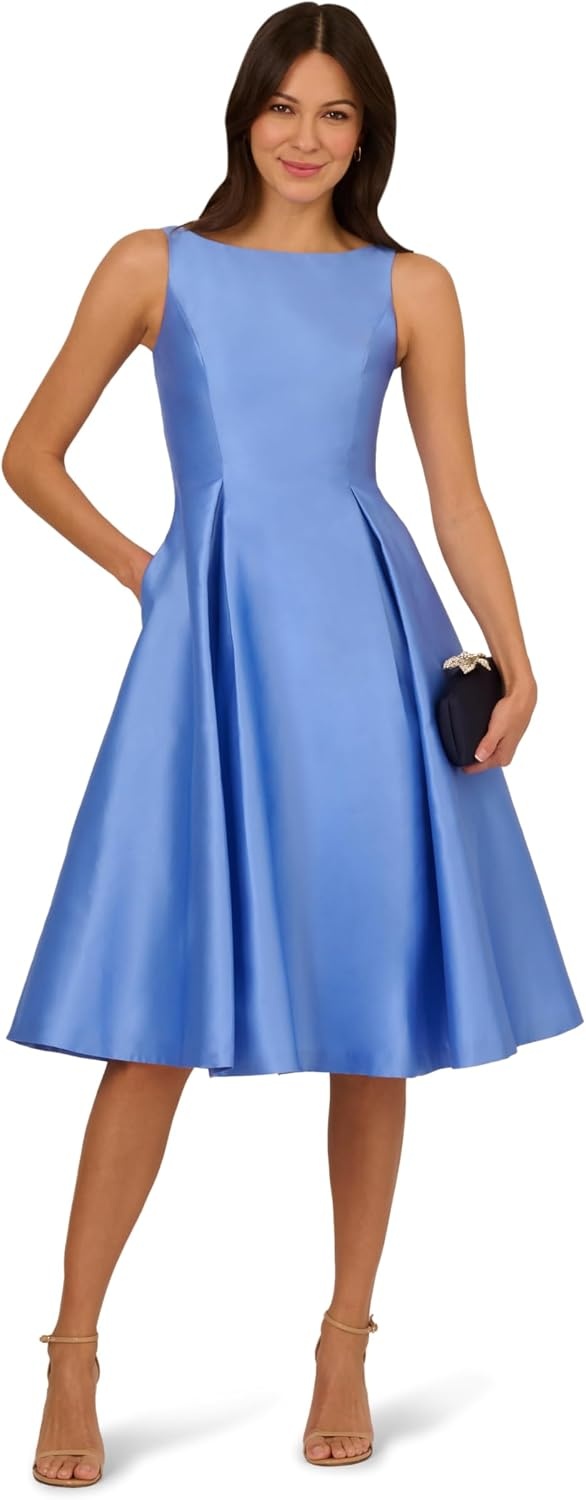 image:imageAdrianna Papell Sleeveless Tea Length Dress Desert FlowerElectric Ice