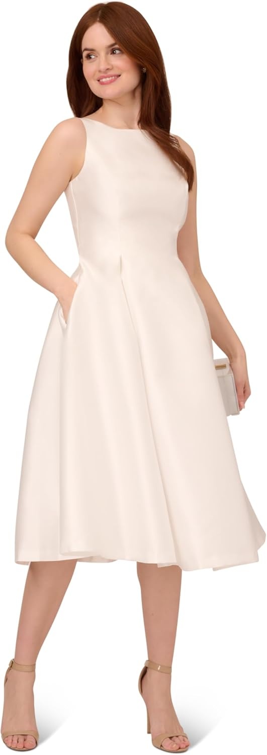 image:imageAdrianna Papell Sleeveless Tea Length Dress Desert FlowerIvory