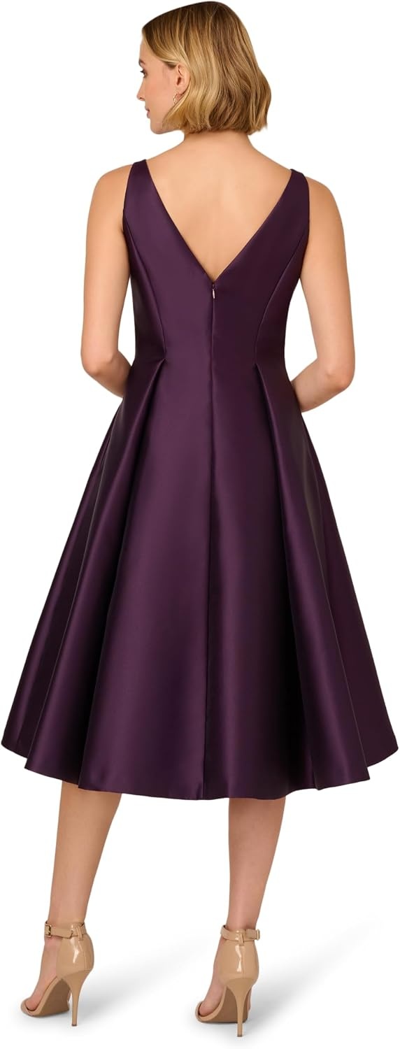 image:imageAdrianna Papell Sleeveless Tea Length Dress Desert FlowerLuxe Plum