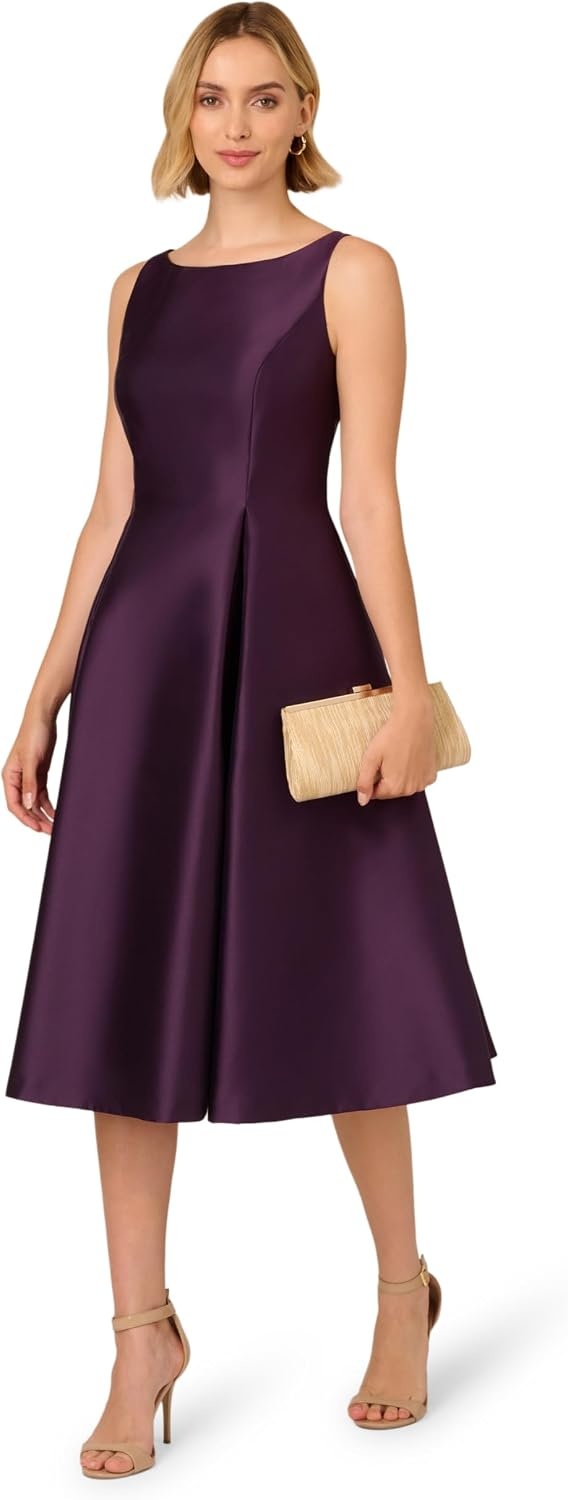 image:imageAdrianna Papell Sleeveless Tea Length Dress Desert FlowerLuxe Plum