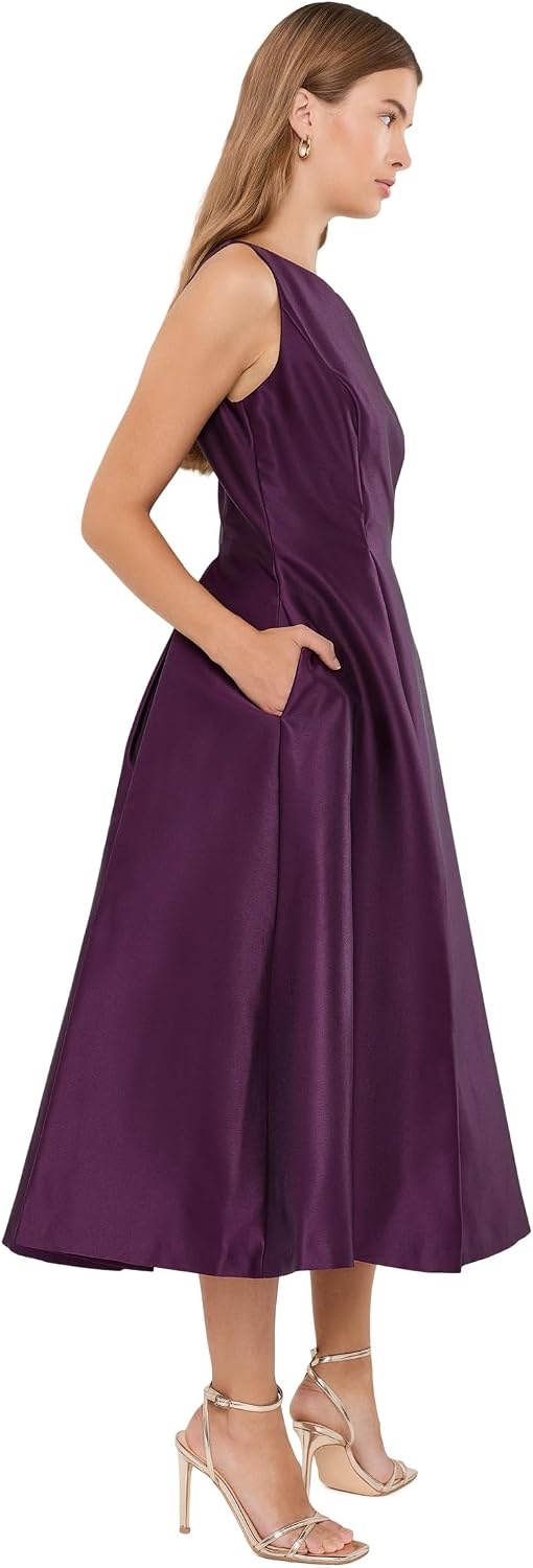 image:imageAdrianna Papell Sleeveless Tea Length Dress Desert FlowerPinot Noir
