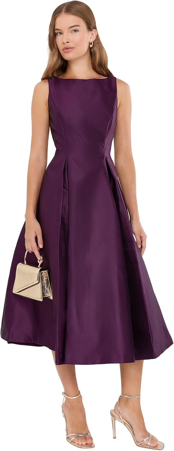 image:imageAdrianna Papell Sleeveless Tea Length Dress Desert FlowerPinot Noir