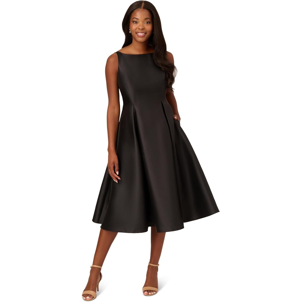 image:imageAdrianna Papell Sleeveless Tea Length Dress Desert FlowerBlack