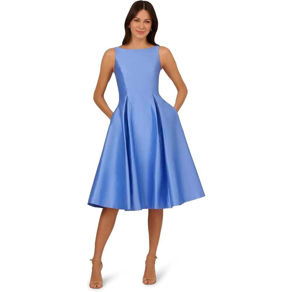 image:imageAdrianna Papell Sleeveless Tea Length Dress Desert FlowerElectric Ice