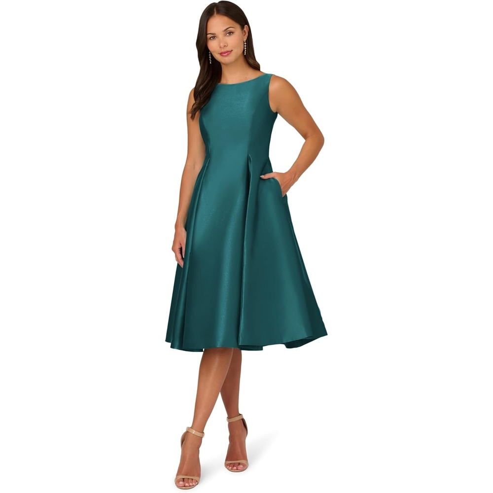 image:imageAdrianna Papell Sleeveless Tea Length Dress Desert FlowerLily Teal