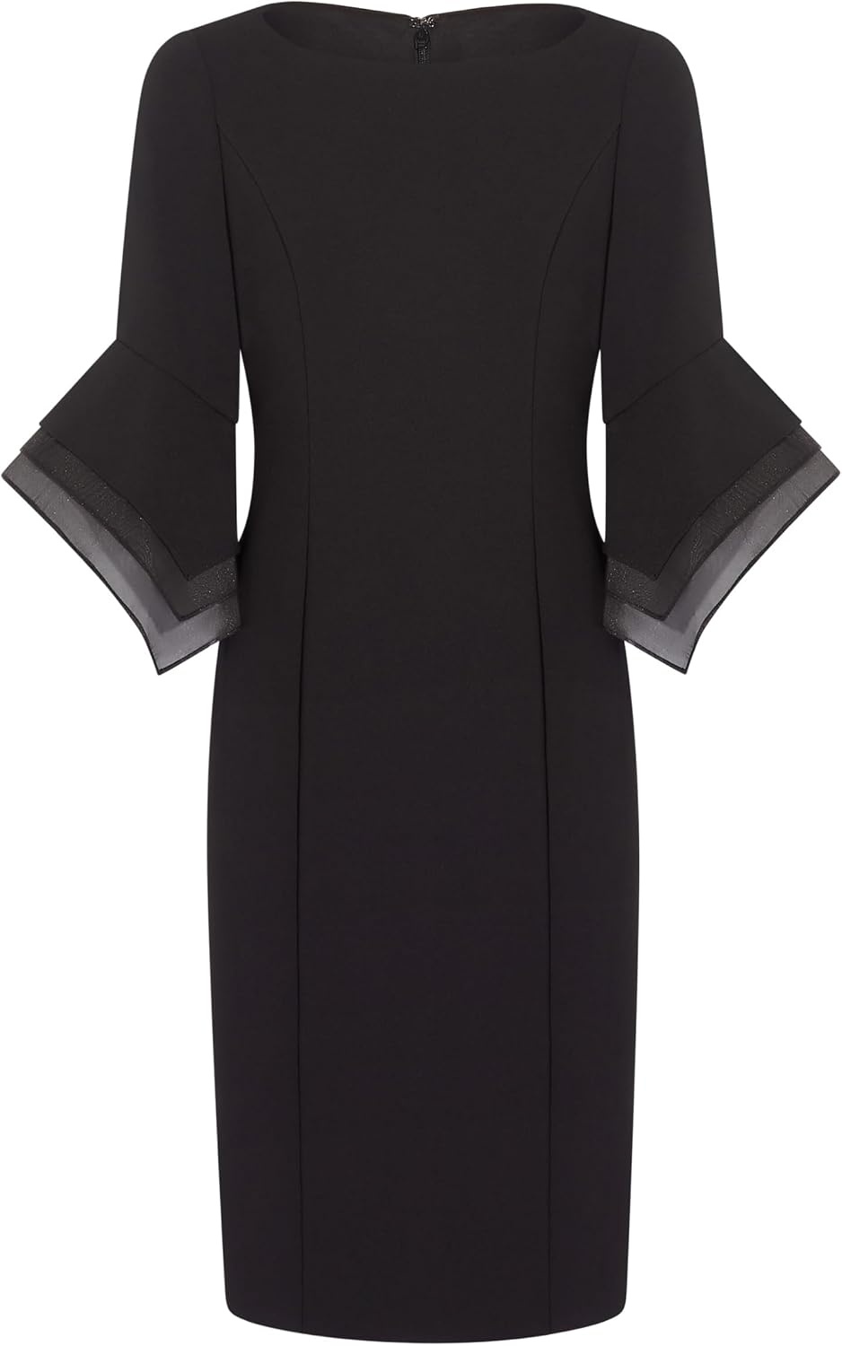 image:imageAdrianna Papell Knit Crepe Tiered Sleeve Dress Navy Satn 3Black