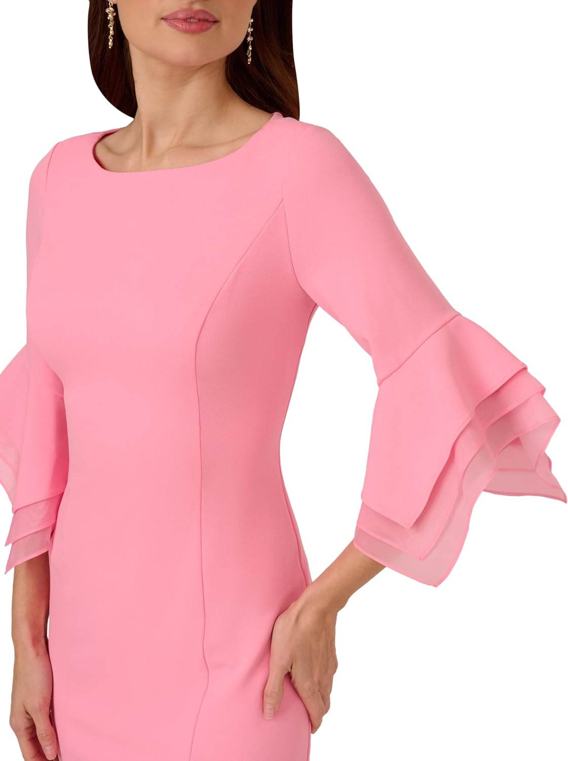 image:imageAdrianna Papell Knit Crepe Tiered Sleeve Dress Navy Satn 3Cherry Blossom