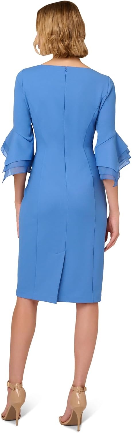 image:imageAdrianna Papell Knit Crepe Tiered Sleeve Dress Navy Satn 3Cool Water