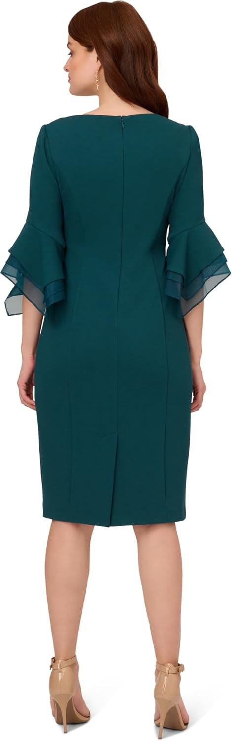 image:imageAdrianna Papell Knit Crepe Tiered Sleeve Dress Navy Satn 3Hunter