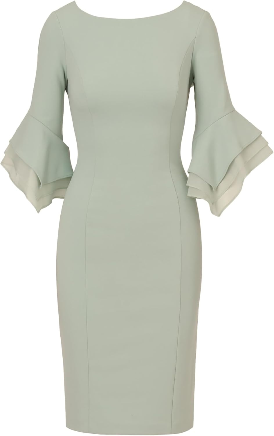 image:imageAdrianna Papell Knit Crepe Tiered Sleeve Dress Navy Satn 3Icy Sage