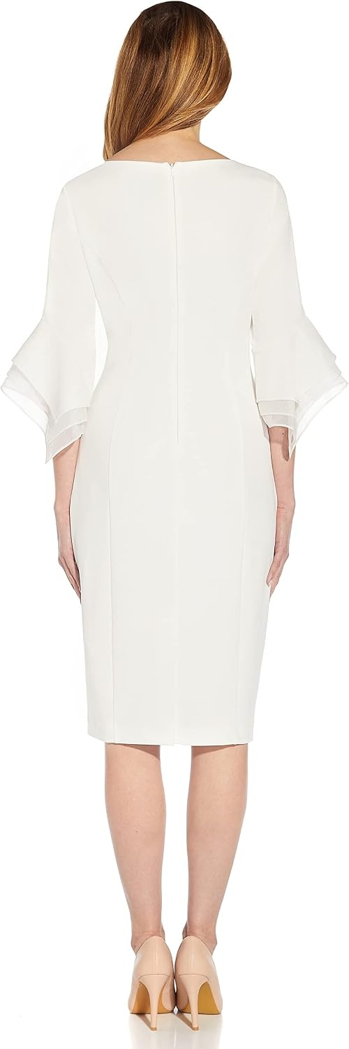 image:imageAdrianna Papell Knit Crepe Tiered Sleeve Dress Navy Satn 3Ivory