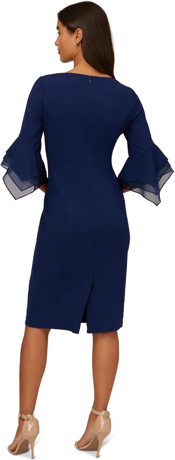 image:imageAdrianna Papell Knit Crepe Tiered Sleeve Dress Navy Satn 3Navy Sateen