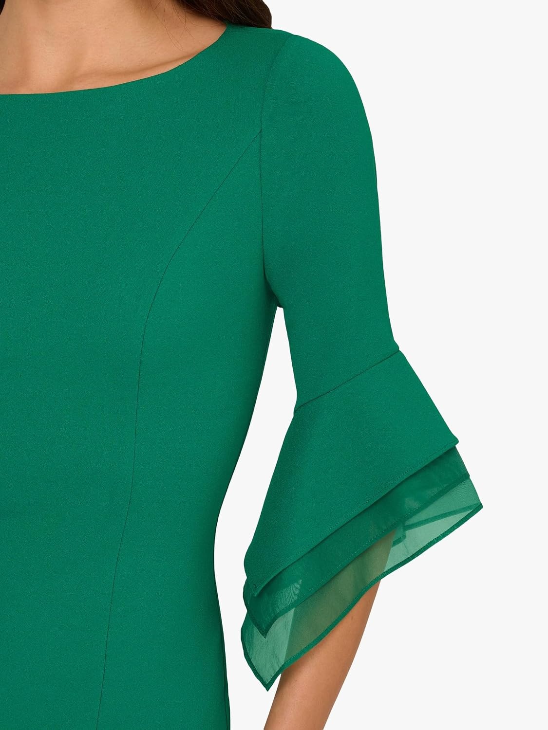 image:imageAdrianna Papell Knit Crepe Tiered Sleeve Dress Navy Satn 3Radiant Emerald