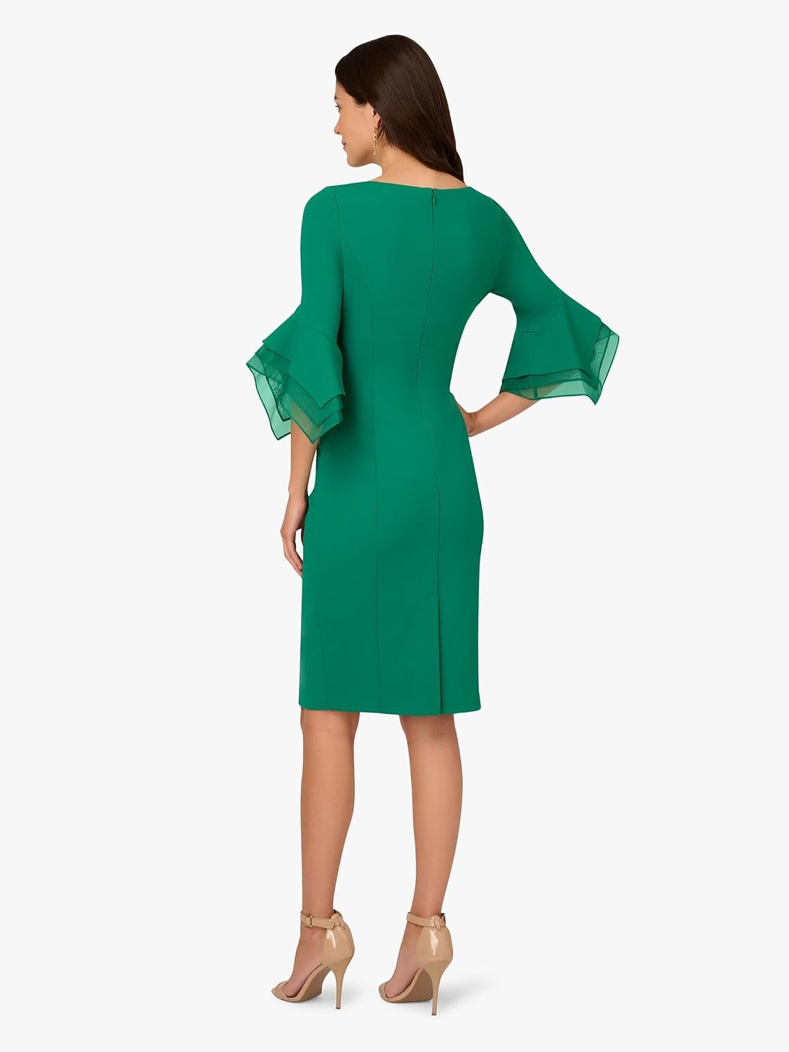 image:imageAdrianna Papell Knit Crepe Tiered Sleeve Dress Navy Satn 3Radiant Emerald