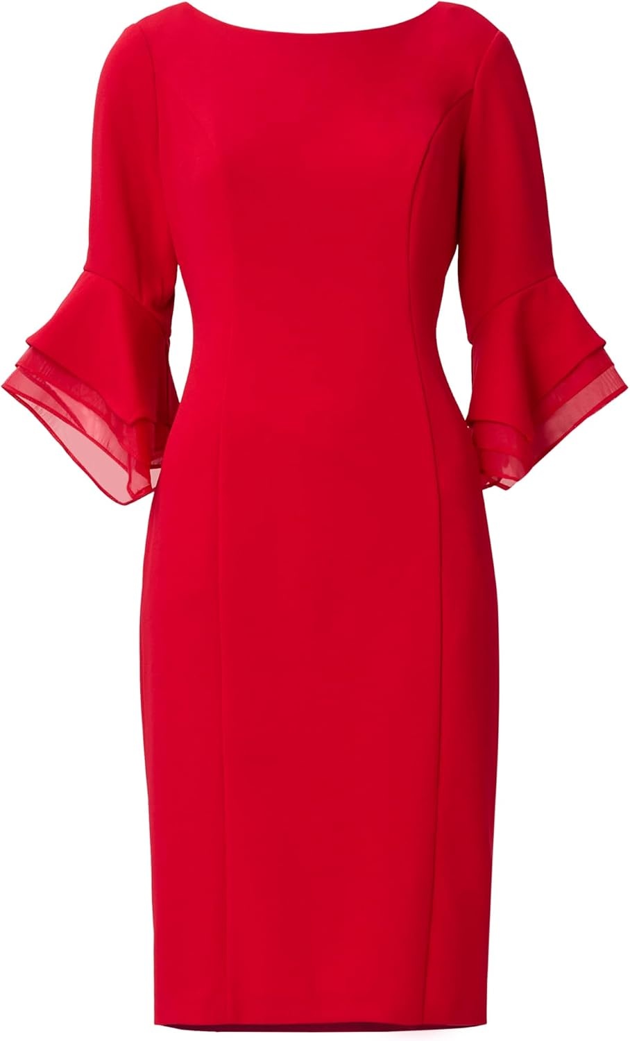 image:imageAdrianna Papell Knit Crepe Tiered Sleeve Dress Navy Satn 3Red
