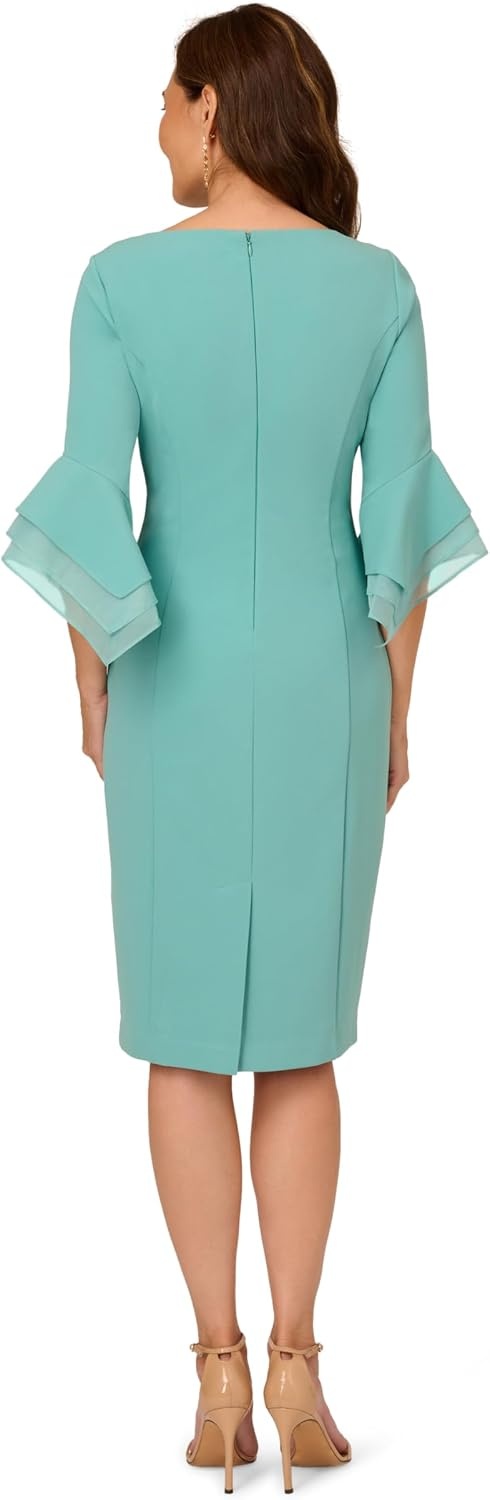 image:imageAdrianna Papell Knit Crepe Tiered Sleeve Dress Navy Satn 3Smoky Jade