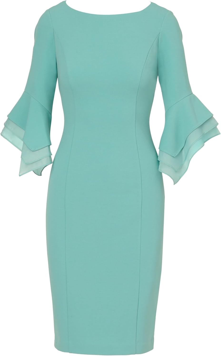 image:imageAdrianna Papell Knit Crepe Tiered Sleeve Dress Navy Satn 3Smoky Jade